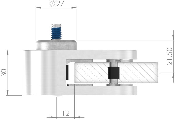 Sichtschutz Endglasklemme Edelstahl V4A -1-4401-04- Halbrund gerade-88-1125-EK.V4A