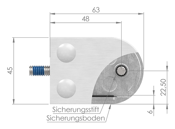 Glasklemme 63x45x30 mm AbZ fuer Anschluss Ø 60-3 mm V4A-10-2460.1