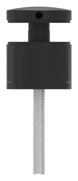 Glaspunkthalter 52mm- flach- verstellbar- V2A- pulverbeschichtet in RAL 9005 schwarz matt mit AbP-88-1160195-240-V.9005