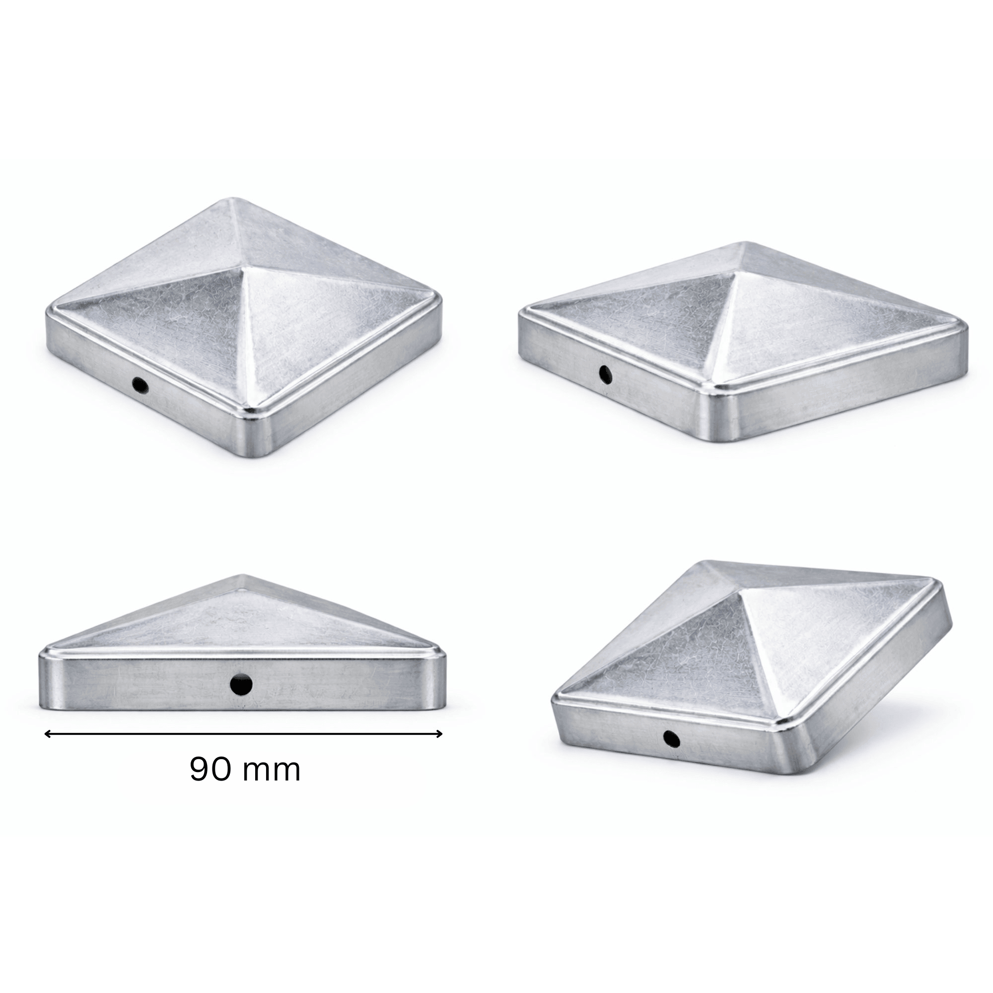Pfostenkappe 90x90 mm Stahl verzinkt – 10er Set fuer Holzpfosten inkl. Schrauben-60220-90-011
