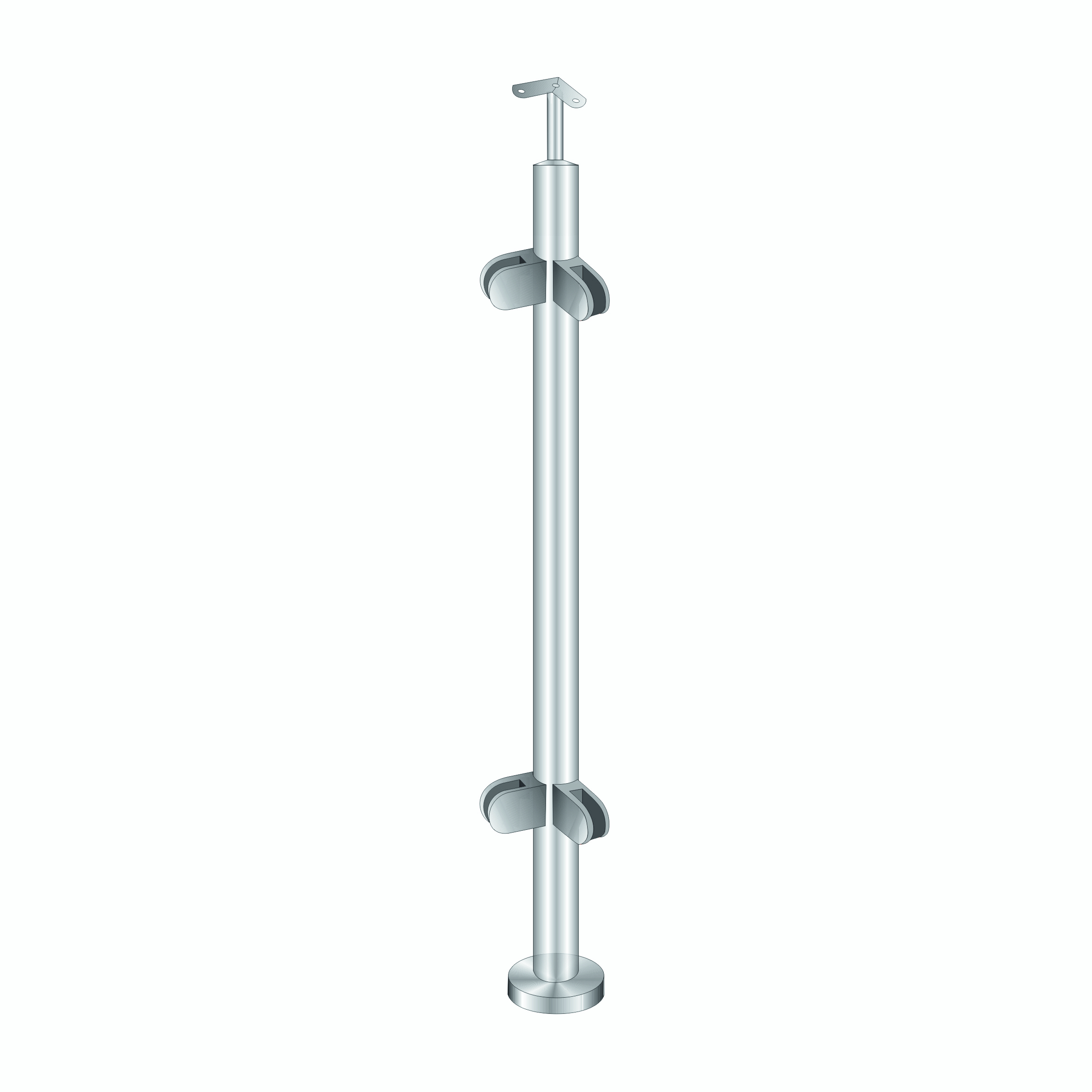 Gelaenderpfosten V2A D42-4x2 mm- 1000 mm Oberverankerung fuer Glas-14-0034RG-A.4
