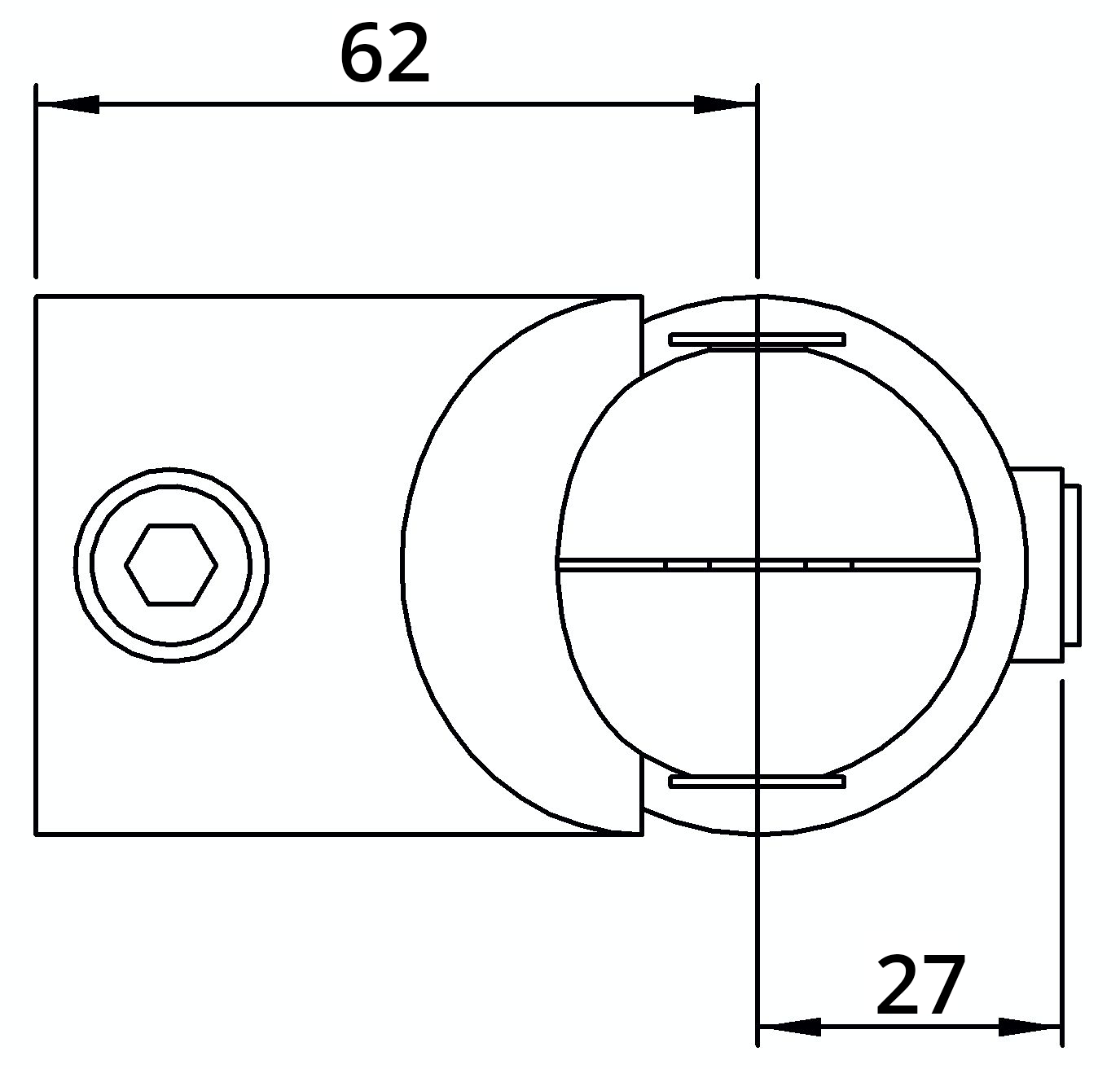 Rohrverbinder - Eckstueck verstellbar - 125HB34 - 33-7 mm - 1- - Feuerverzinkt u. Elektrogalvanisiert-125HB34