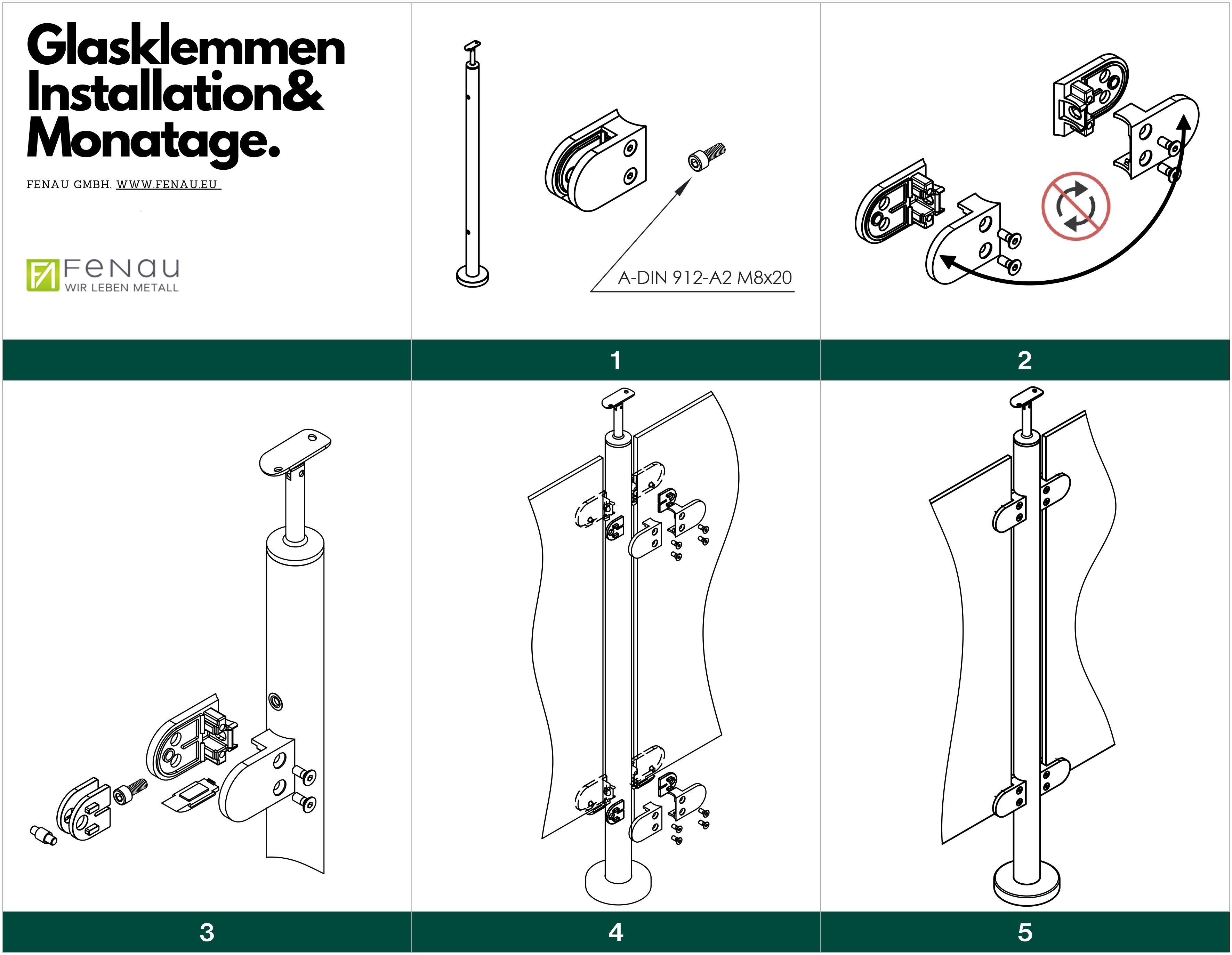 Glashalter ZAMAK Rohzustand fuer Rundpfosten D42-4 mm Glas 6-10-76 mm-18-2042-A.3