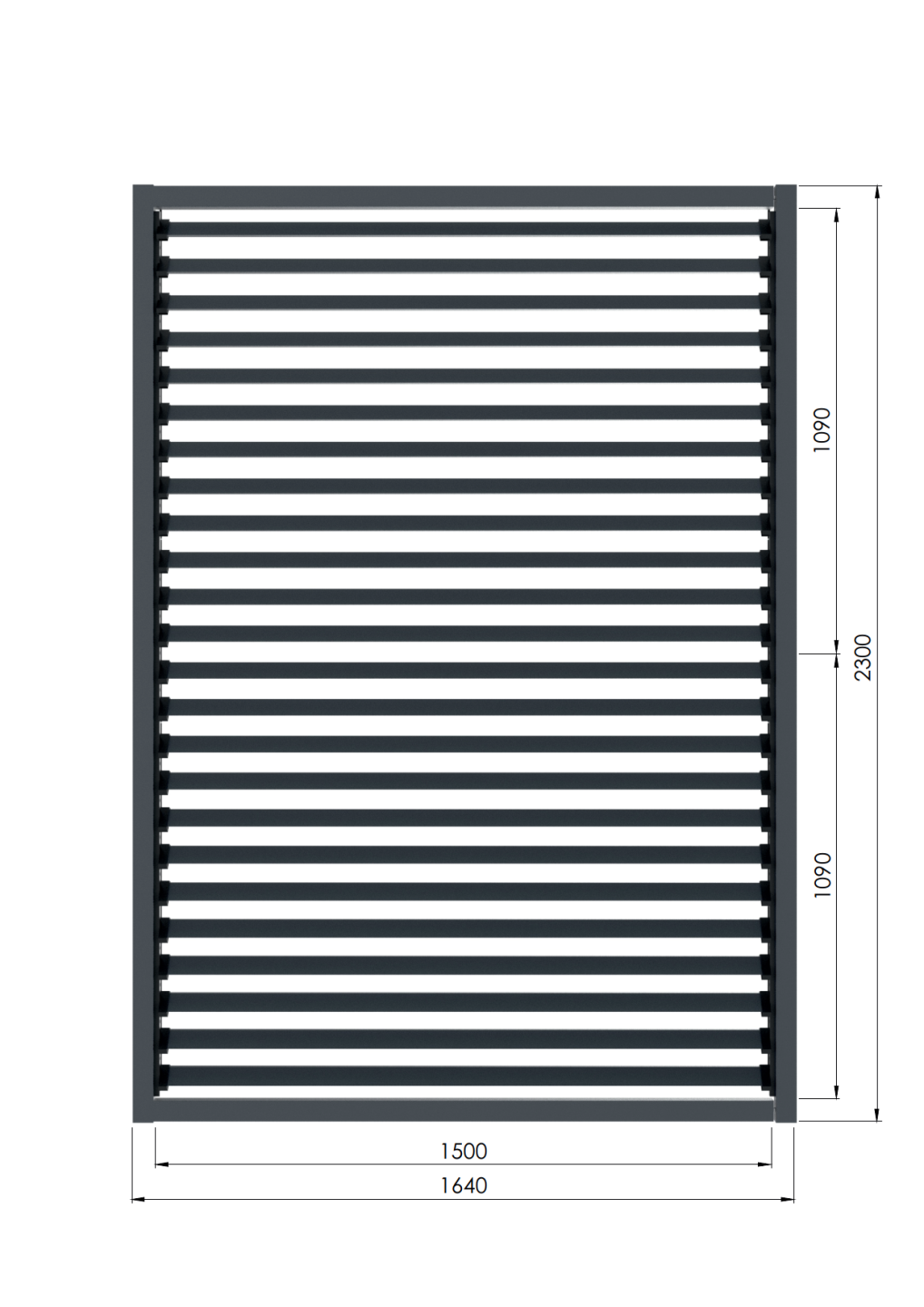 Lamellenzaun Set Aluminium 2280x1640mm RAL 7016 mit Kippsystem-89.FGSWSALL1FRSET1