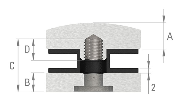 Glaspunkthalter Edelstahl V2A Ø 40 mm flach – Punkthalter-10-5041.4