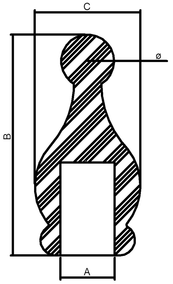 Zierspitze 50x24 mm zum Kleben fuer Rundstaebe V2A-11-5150.4