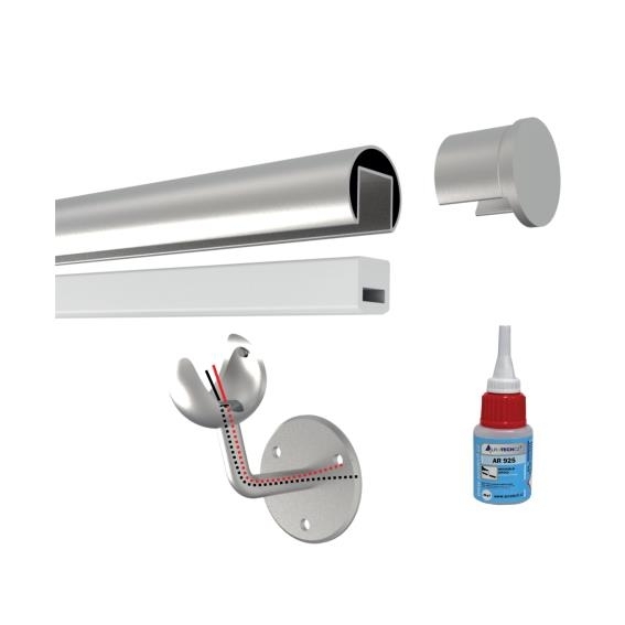 Handlauf-Set V2A Ø 42-4 x 1-5 mm 2500 mm inkl- LED-Lichtprofil-89-11A6920042ILED2500-A.4