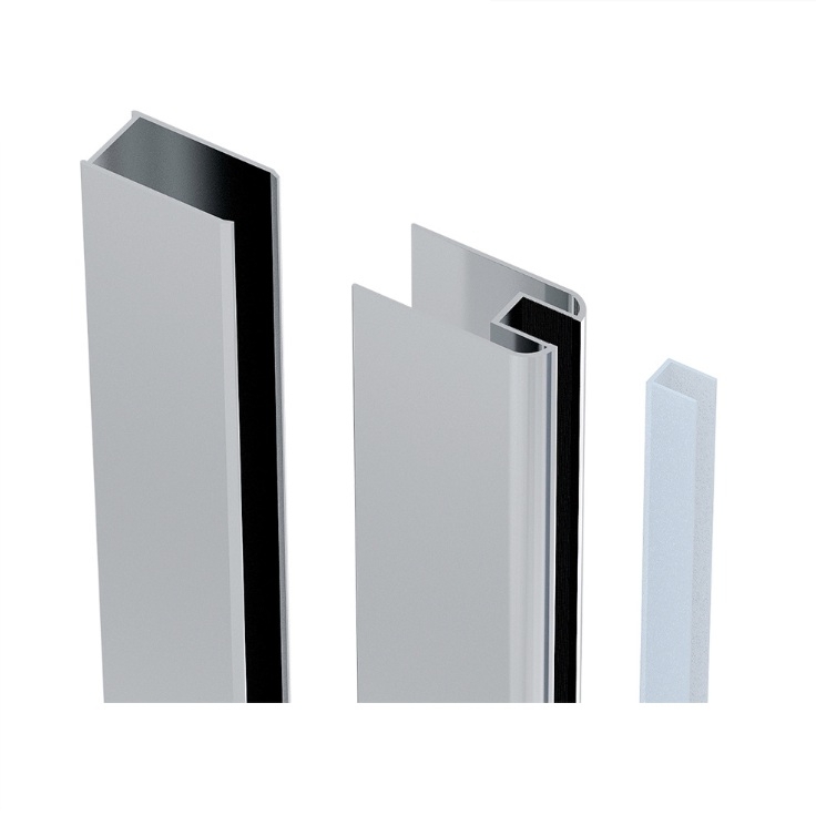 U-Profil Aluminium eloxiert fuer Glas 8 mm mit Aqua Stop Dichtung-89.GSALZP4422PCR