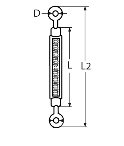 Spannschloss Oese-Oese Laenge- 90 mm - 440 mm V4A - Verkauf in VPEs-66-64-411.82464A
