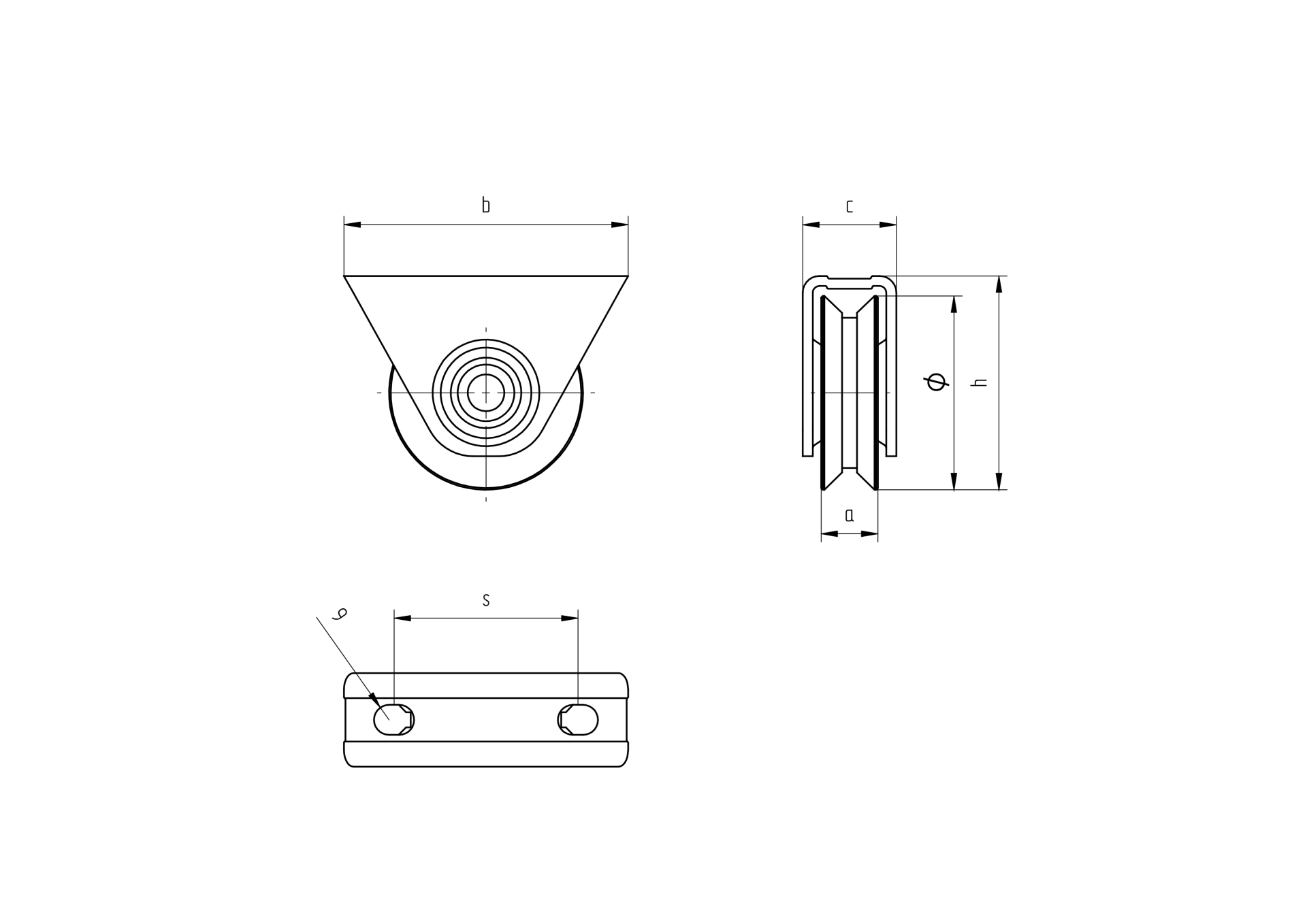 Schiebetorrolle Stahl verzinkt  78 mm V-Rille mit Auensttzplatte bis 300 kg-89-11H31V80C-A.4