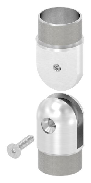 Gelenkstueck V2A Edelstahl fuer Rundrohr Ø 48-3x2-0 mm – Verstellbares Rohrgelenk fuer Handlauf - Gelaender-11-3637-A.4