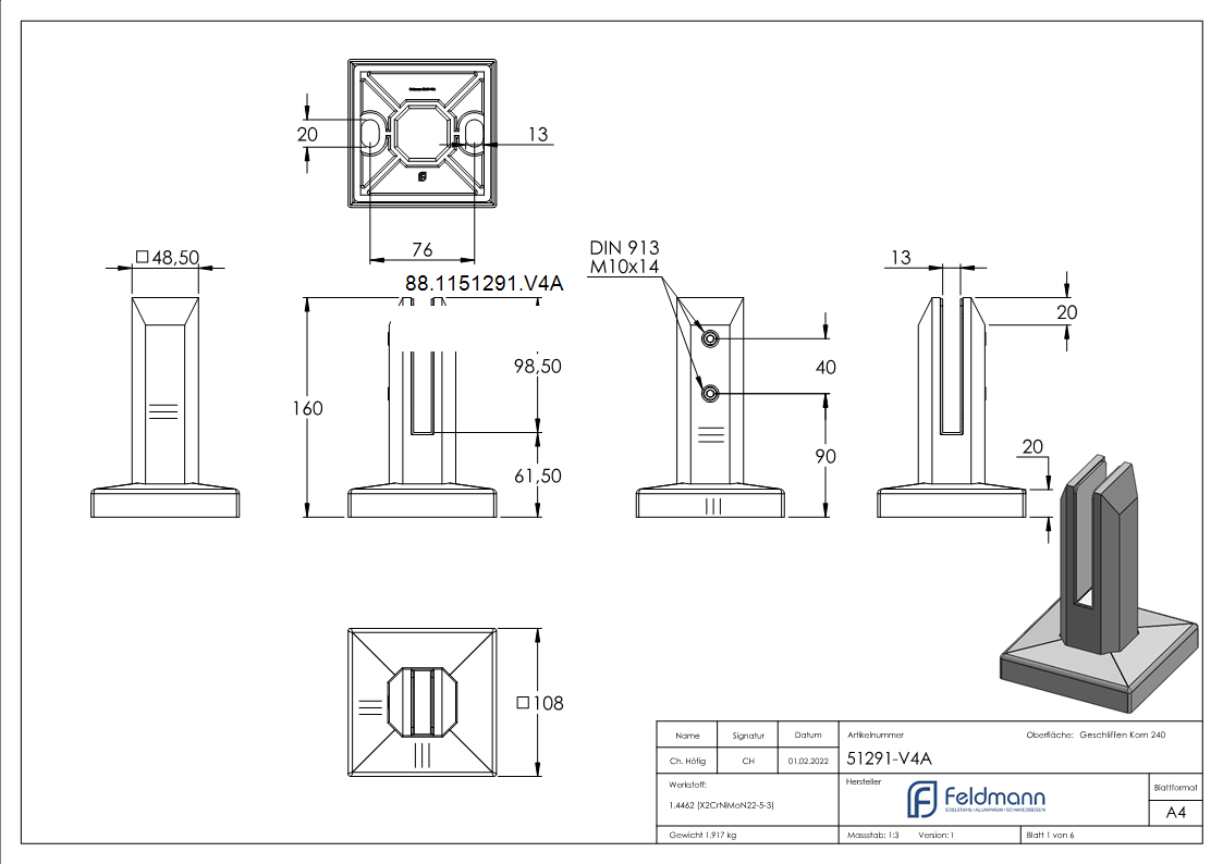 Bodenglashalter eckig-88-1151291.V4A