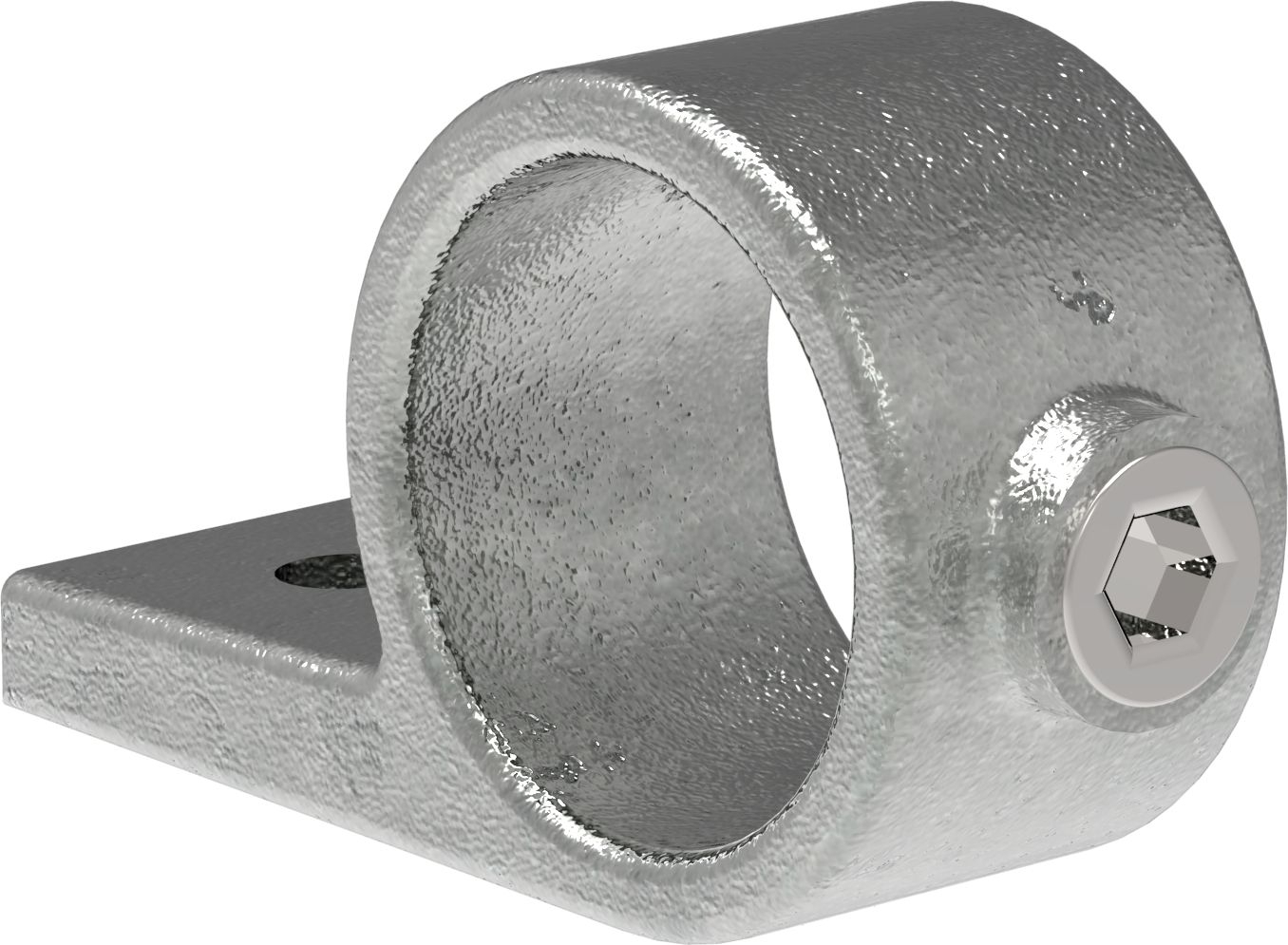 Rohrverbinder - Befestigungsring mit Flansch 1 Bohrung - 199D48 - 48-3 mm - 1 1-2- - Feuerverzinkt u. Elektrogalvanisiert-199D48