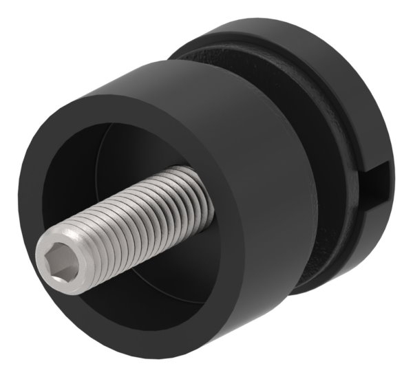 Glaspunkthalter 30mm- Anschluss- flach- V2A- pulverbeschichtet in RAL 9005 schwarz matt-88-1160190-240.9005