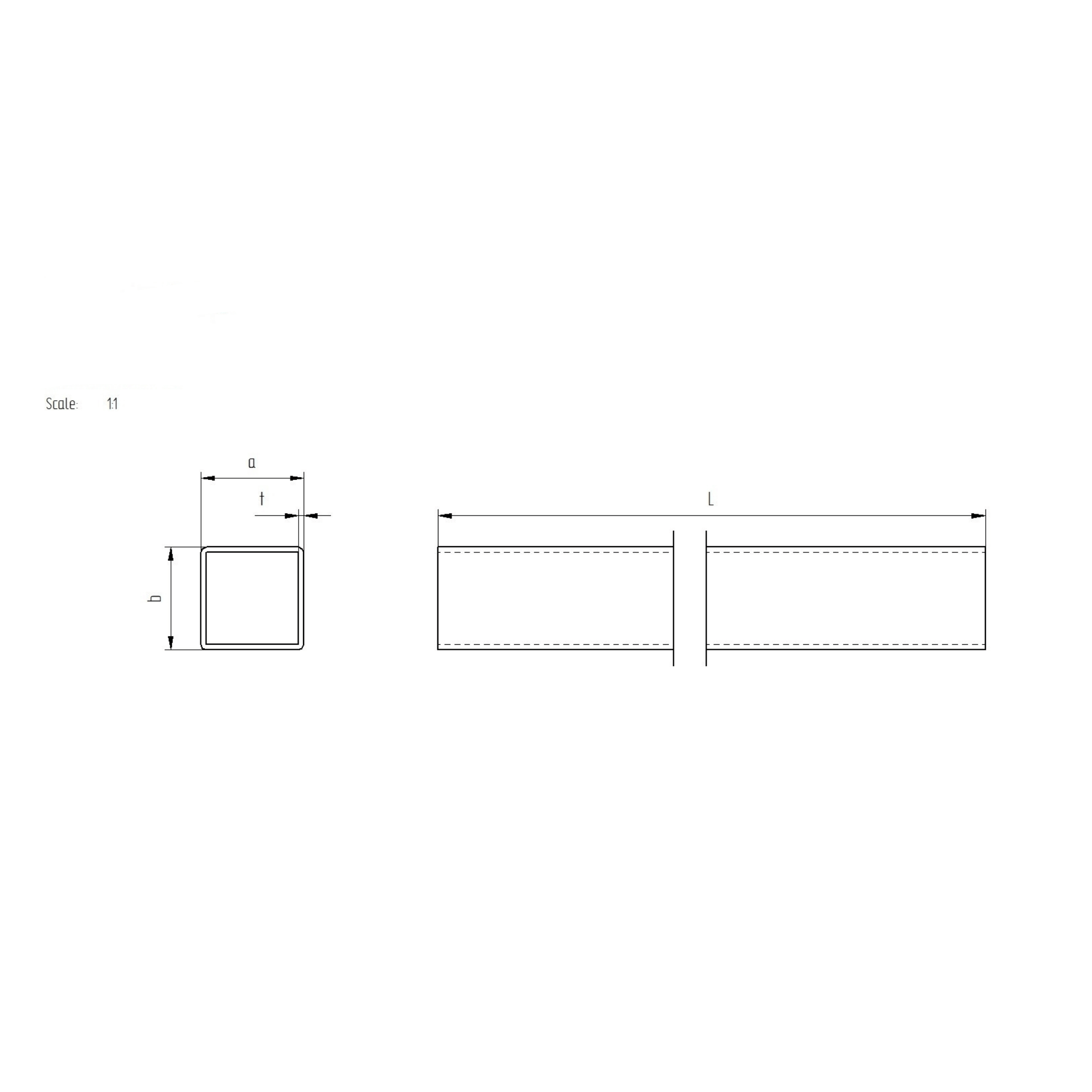 Quadratrohr Edelstahl 40 x 40 x 2 mm geschliffen 3000 mm-89-11A40X40X23000-A.4