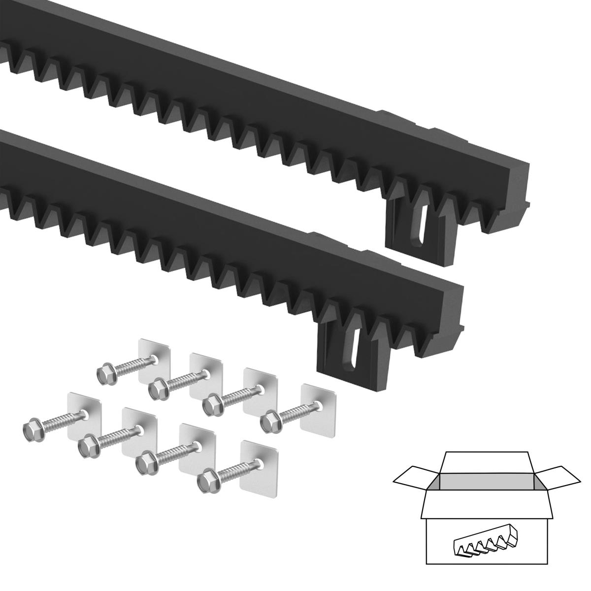 Zahnstange Kunststoff mit Stahlkern Modul 4 L=2m -2x1m- fuer Schiebetore-89-11H01PVCJ2PACK-A.4