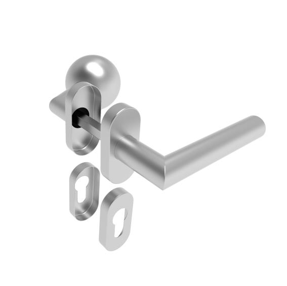 Tuerdrueckergarnitur V2A Rosetten 1 mm Schliff K320 fuer Profilzylinder-89-11D805GRI-A.4