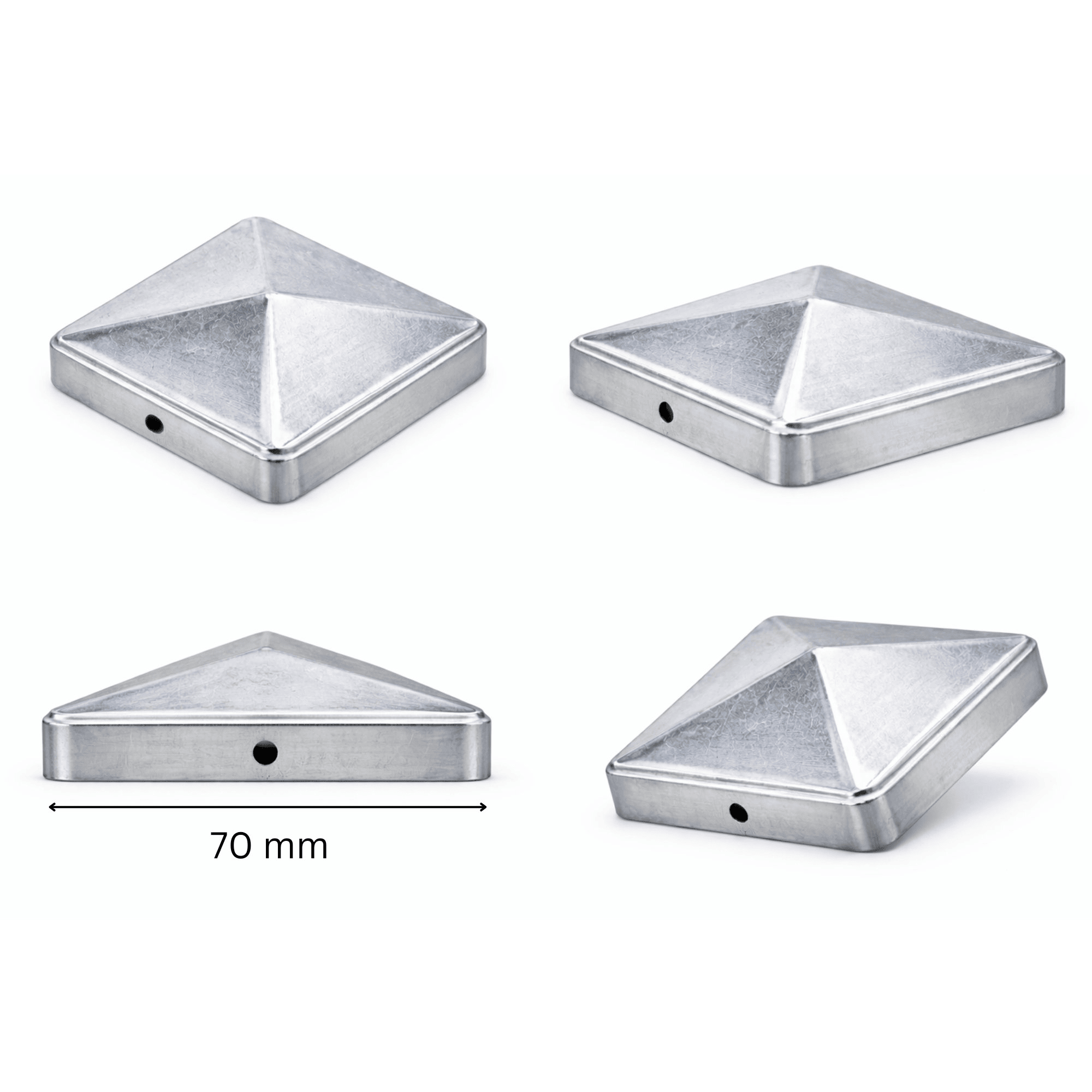 Pfostenkappe 70x70 mm Stahl verzinkt – 10er Set fuer Holzpfosten inkl. Schrauben-60220-70-011