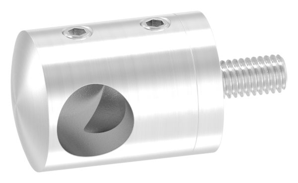 Querstabhalter V2A Edelstahl – Anschluss FLACH passend fuer Rundstaebe 12 mm mit Sackloch Abschluss links inkl- Schrauben-11-1034.4