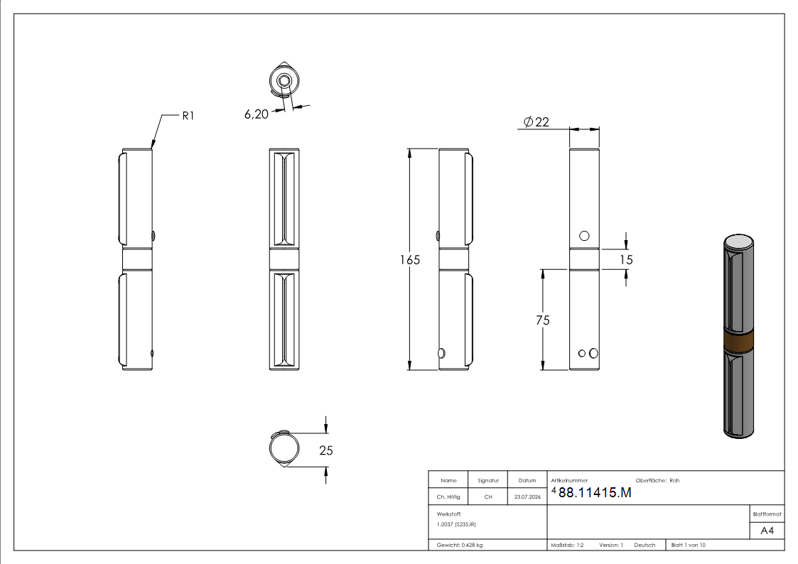 Torband Stahl mit einstellbarer Rueckholfeder- Messingscheibe- 60kg Tragkraft-88-11415.M
