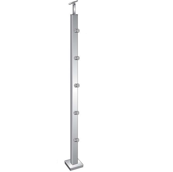 Gelaenderpfosten Edelstahl AISI 304 1000 mm 40x40 mm Oberverankerung Schliff K320-14-0084ER-A.4