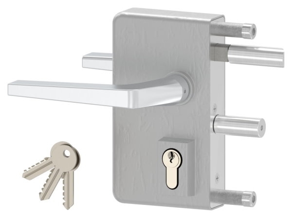 Gittertorschloss GTS 2 fuer Rohrstaerke 40-60mm- montagefertiges Set-88-1156700-ALU.BL