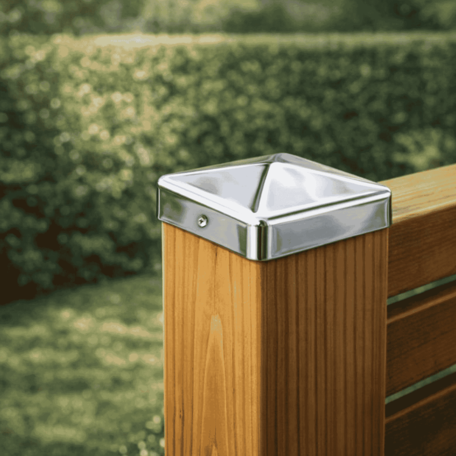 Pfostenkappe 90x90 mm Edelstahl V2A glaenzend poliert – 10er Set inkl. Schrauben-60220-90-012