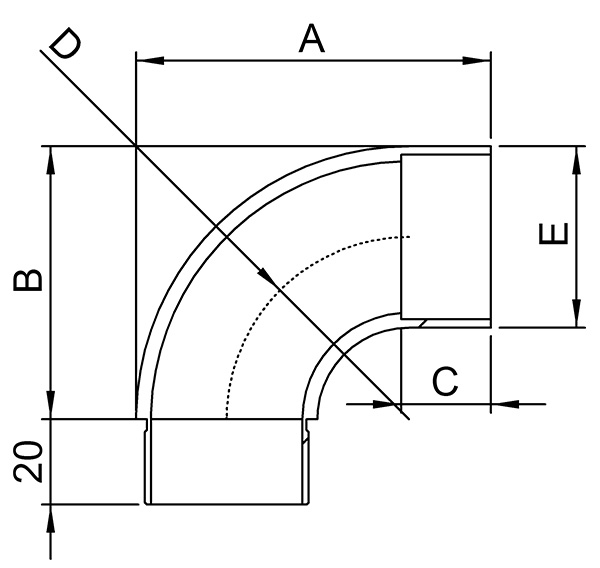 Anschlussbogen 90° fuer Rundrohr Ø 42-4x2-0 mm V2A-11-3394.4