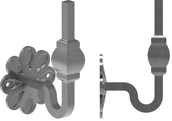 Handlaufhalter - mit Ronde 70x93 mm -  zum Anschweissen - Stahl S235JR- roh-30-1413.8