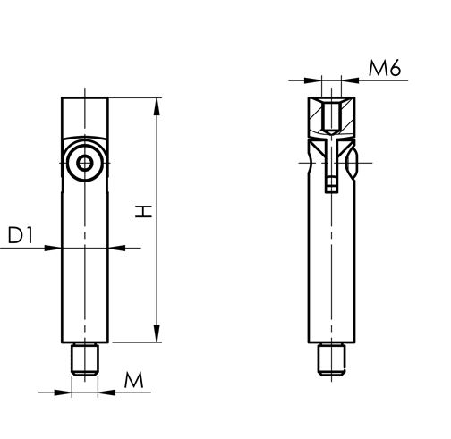 Edelstahl Gelenkstift Ø 14 x 75 mm - verstellbar - M8 Aussen- - M6 Innengewinde -V2A-11-2182-A.4