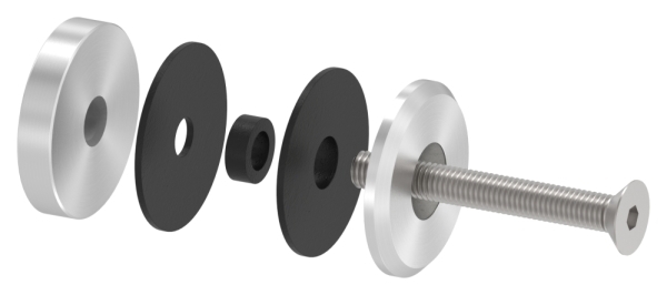 Glaspunkthalter Ø 50 mm- V4A- Anschluss- Flach- Klemmbereich bis 21-52 mm- mit AbP-88-1160195-V4A.S