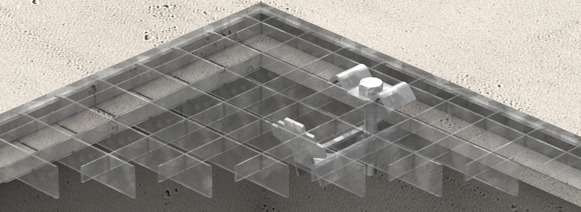 Gitterrost-Klemme Rosthoehe 30 mm MW 40-40 mm  S235JR - ST37 – feuerverzinkt-26-KLEMME05.7