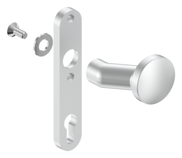 Alu-Tuerknopf - mit Alu-Zylinderkurzschild -rund- - Aluminium EV1 - AMF Artikel- 474Z-12-3054.6