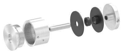 Glaspunkthalter Ø 52 mm- V2A- verstellbarer Wandabstand- Anschluss- Flach mit AbP-88-1160250.240