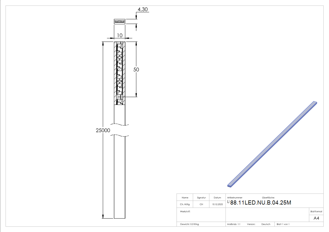 LED Band 25 m IP65 warmweiss 2700K fuer Nutrohr-88-11LED-NU-B-04.25M