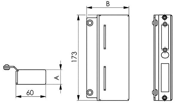 Gegenkasten Stahl 40 x 60 x 173 mm mit verzinktem Schliessblech-30-3379.8