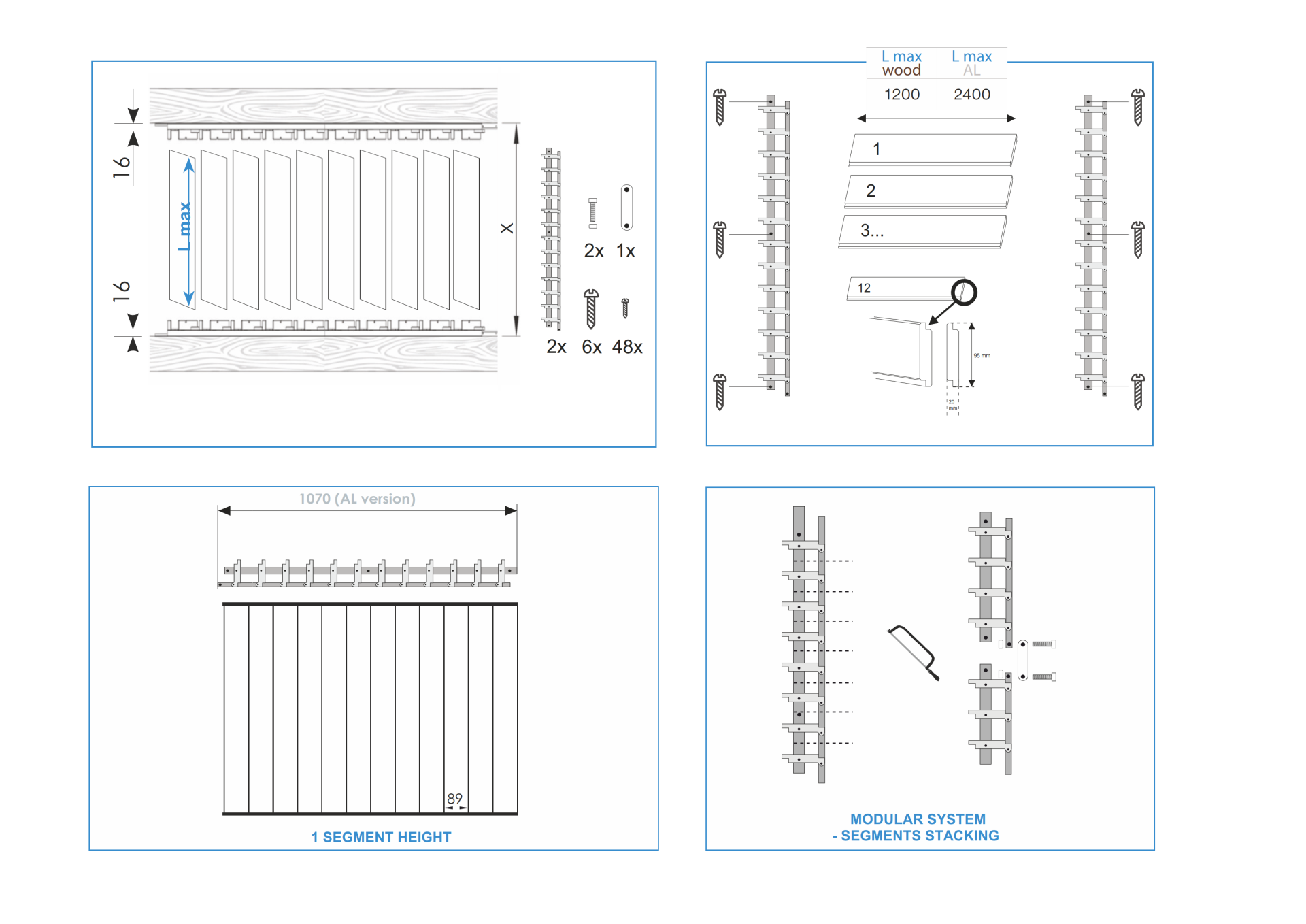 Jalousiesystem vertikal Aluminium L 1090 mm Pulverbeschichtet Weiss RAL 9003 Paar-89.FGSWSV1090ALR9003