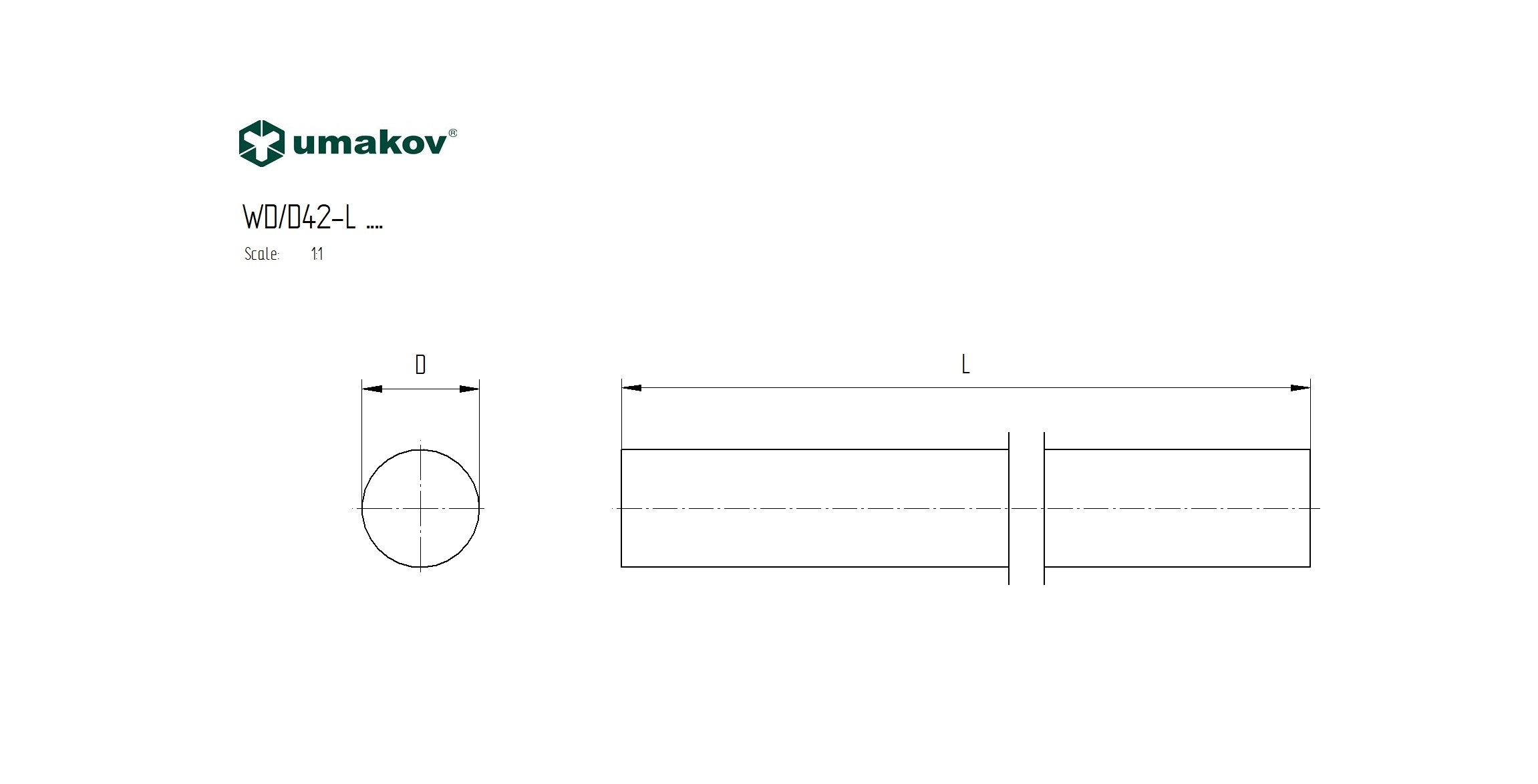 Holzhandlauf Buche massiv Ø 42 mm L = 1600 mm roh-89-11WBD42L1600-A.4