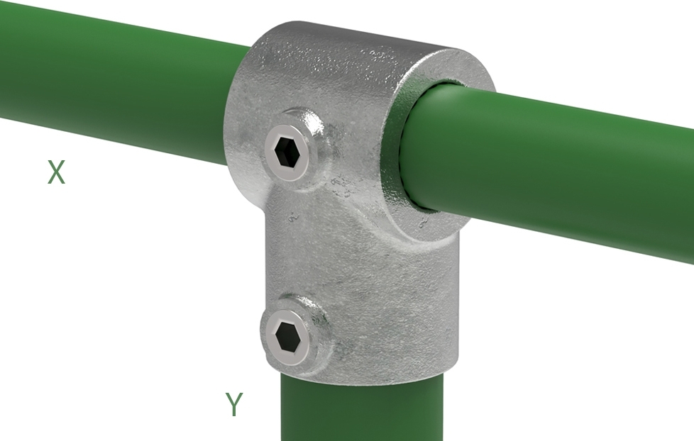 Rohrverbinder T-Stueck kurz Ø 48-3 mm -1 1-2- - 33-7 mm -1- - Temperguss verzinkt - 101D48-B34-101D48-B34