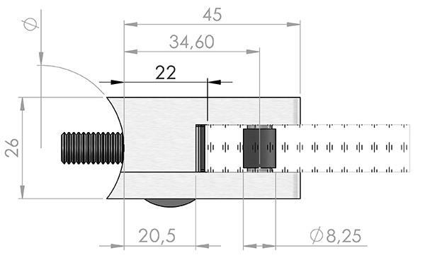 Glasklemme 45x45x26 mm AbZ fuer Anschluss Ø 33-7 mm V4A-10-3033.1ABZ