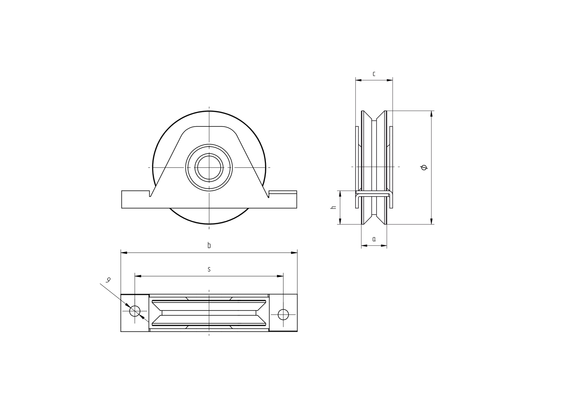 Laufrolle mit V-Profil Ø 80 mm Edelstahl V2A mit Stuetze fuer 250 kg Torgewicht-89-11H838V80-A.4