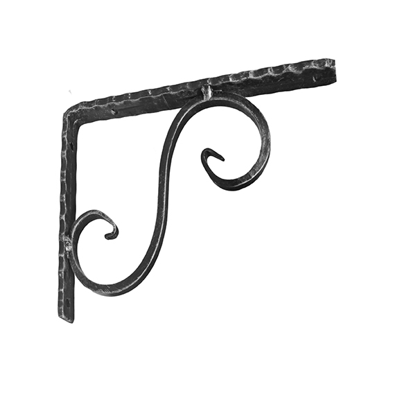 Regalkonsole Stahl geschmiedet 150 x 200 mm schwarz mit Ornamenten-89-11K469150-A.4