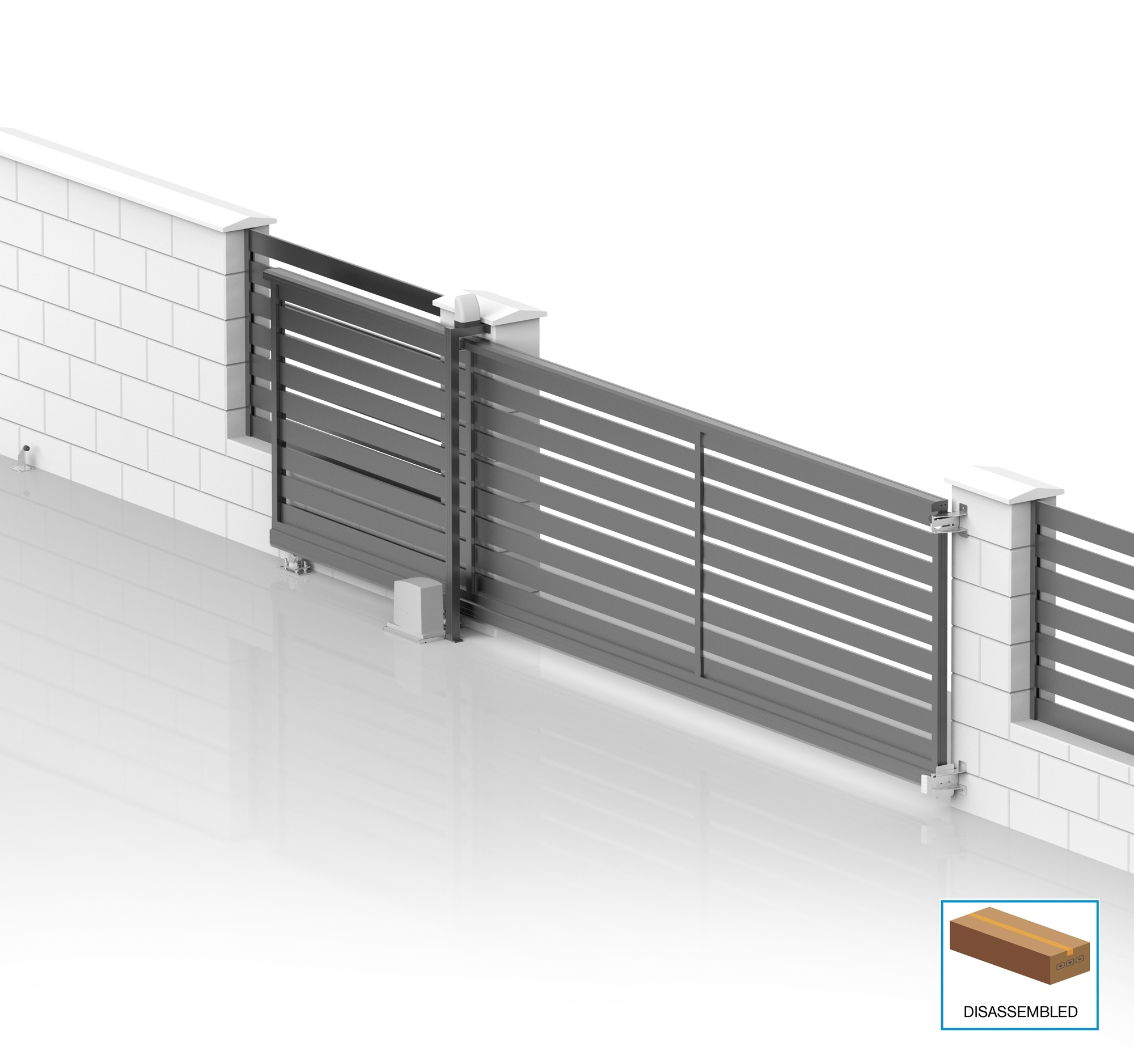Schiebetor freitragend Aluminium 6-0 x 2-125 m Lamellenfllung RAL 7016-89.FGSCLGR7016SETECO