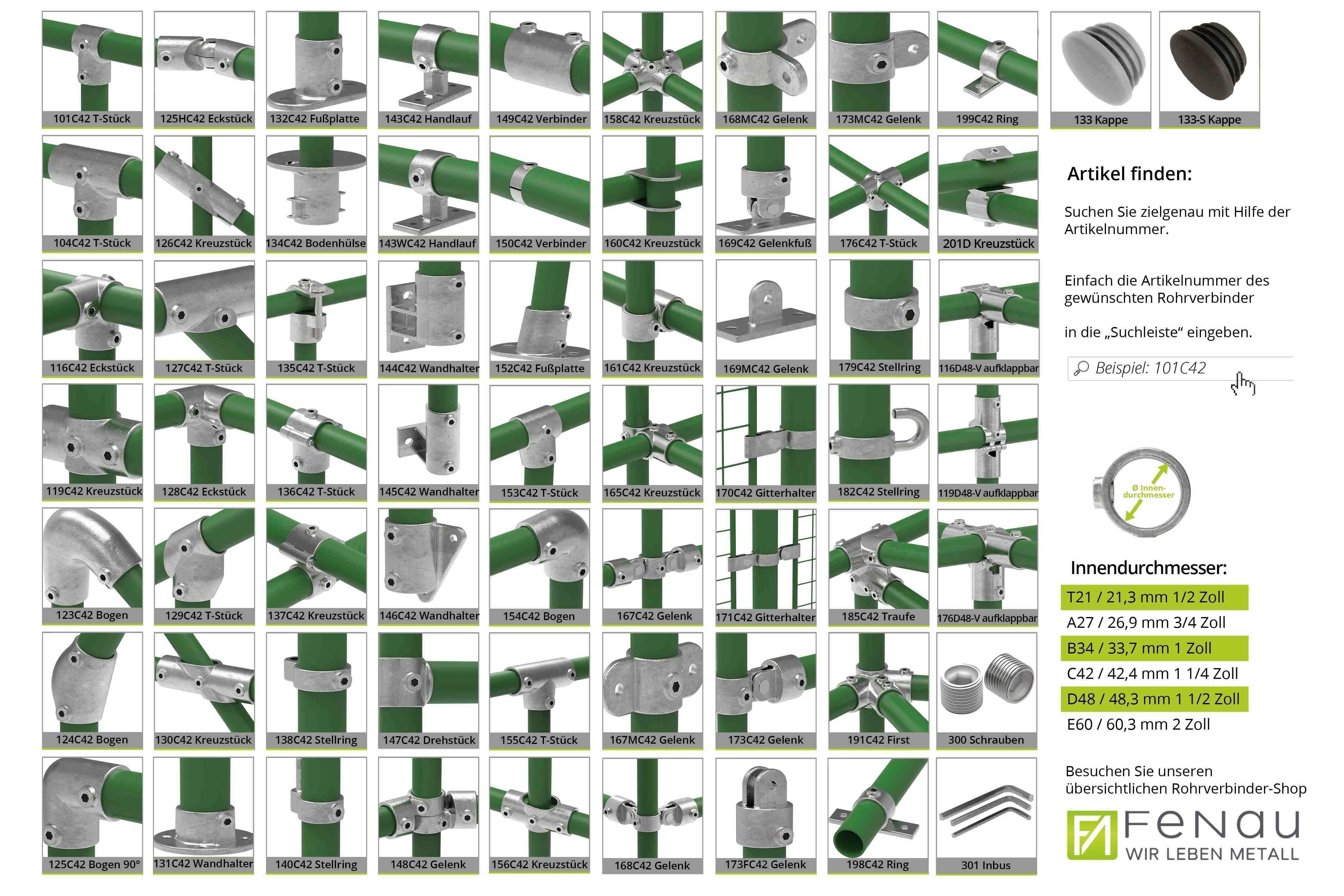 Rohrverbinder - Gelenkhalter - 173FA27 - 26-9 mm - 3-4- - Feuerverzinkt u. Elektrogalvanisiert-173FA27