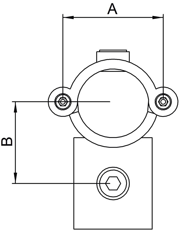 Kreuzverbinder Temperguss fuer Rohr Ø 42-4 mm aufklappbar feuer- und elektroverzinkt-88-11137.C42