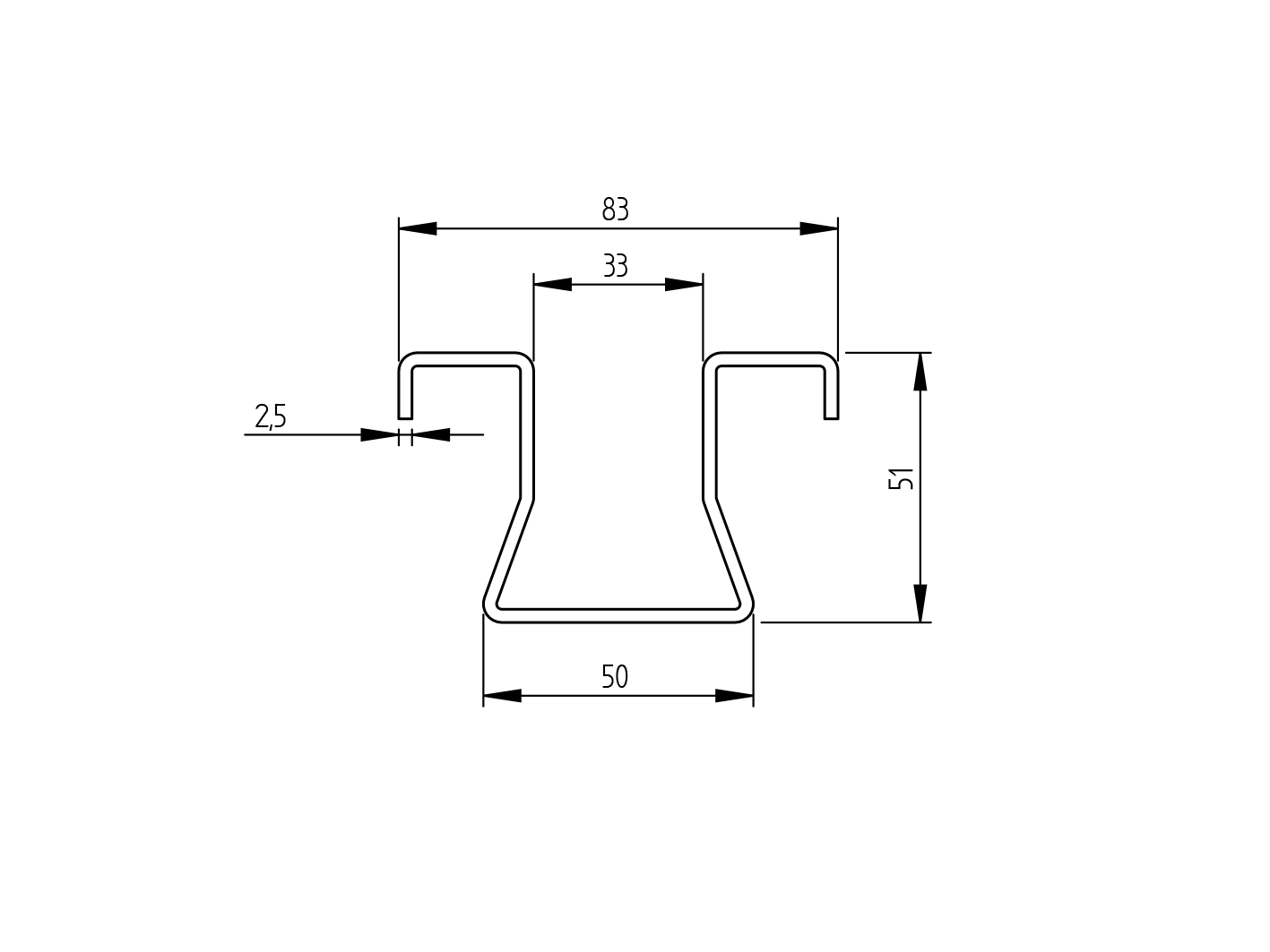 Bodenlaufschiene Stahl verzinkt L=6000 mm Materialstaerke 3 mm U-Rille-89-11H59ZN6000-A.4