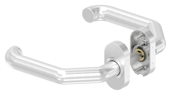 Tuerdruecker-Paar- ein Druecker feststehend- V2A - Links-88-11203-VA-F.L