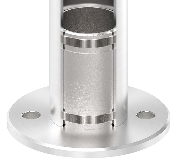 Wand- und Bodenanker mit Raendelung  Masse-  Ø 100x6mm fuer Ø 48-3x2-5 mm - V2A-11-3034.4